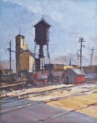East Ely Yard Nevada Northern Railway, plain air painting by April Raber