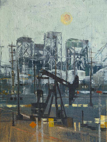 oil derrick painting by artist April Raber