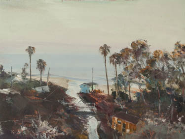 Crystal Cove cottages painting by April Raber