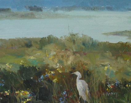 Painting of Newport Beachs backbay wildlife preserve