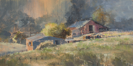 Central Valley Farm - Landscape oil painting by artist April Raber