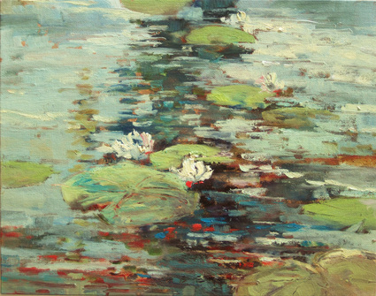 Waterlillies - Floral oil painting by artist April Raber