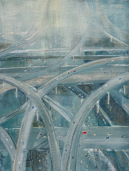 Woven Concrete - Urban oil painting by artist April Raber